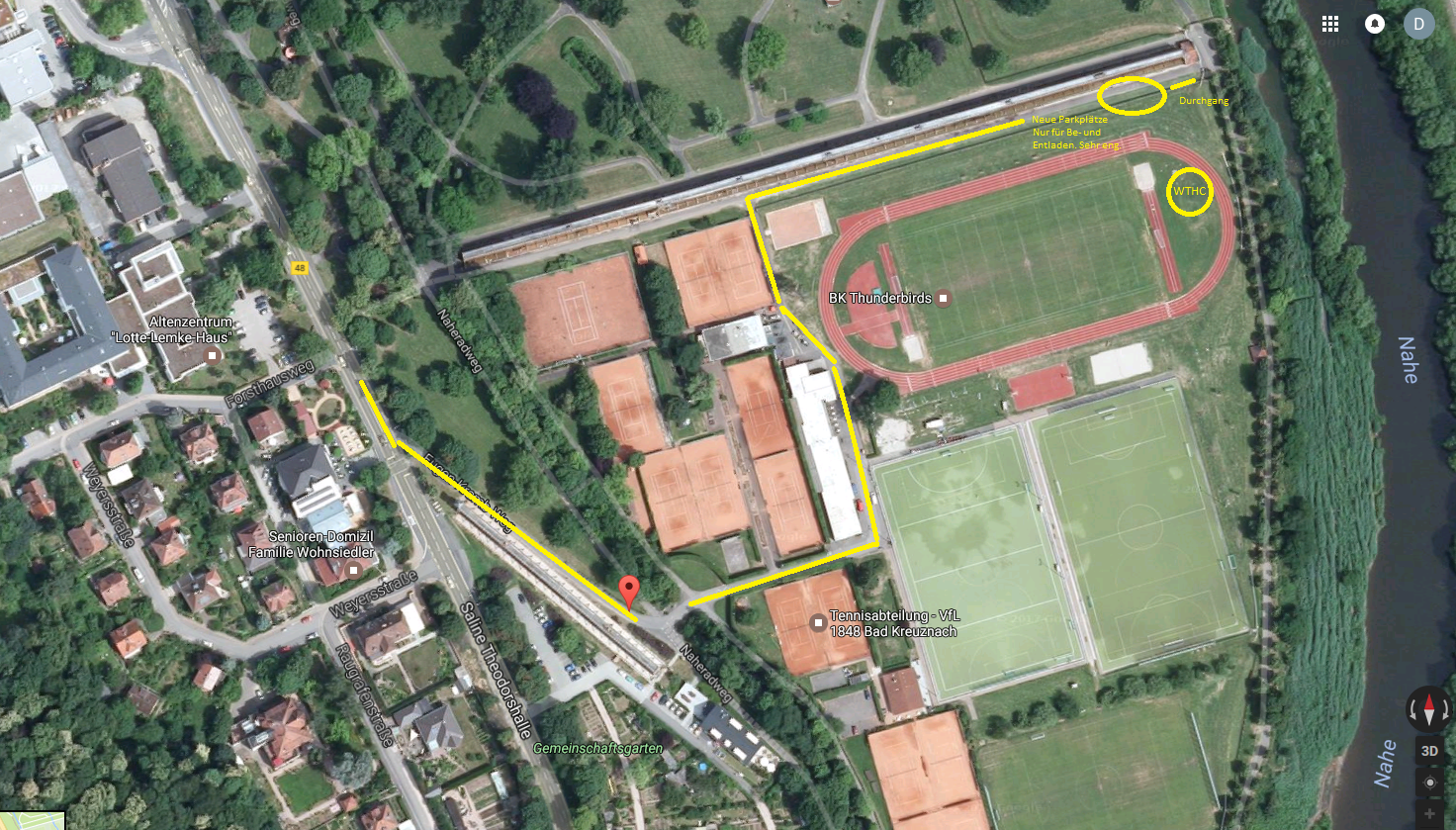Weg mit dem Auto zum WTHC Platz